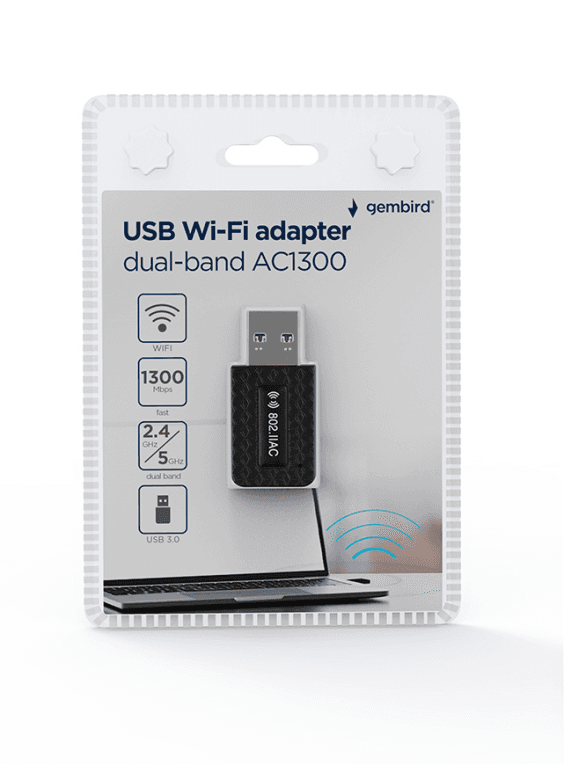 Adaptador Wifi Gembird AC1300 Dual Band Compacto