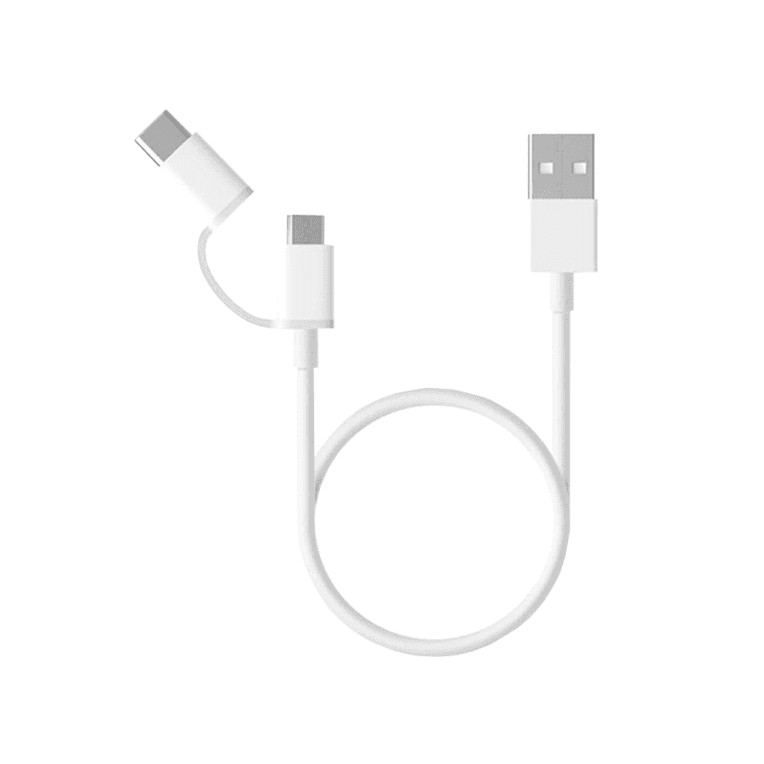 Cable Xiaomi Mi 2-in-1 Micro USB-C Blanco 30cm — imagen 1