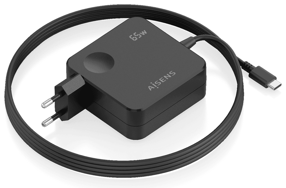 CARGADOR AISENS 65W PD3.0 1XUSB-C 1.5M NEGRO — imagen 1