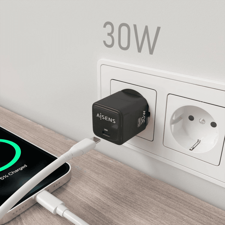 Cargador Aisens GaN 30W USB-C PD3.0 QC4.0 Negro miniatura 6