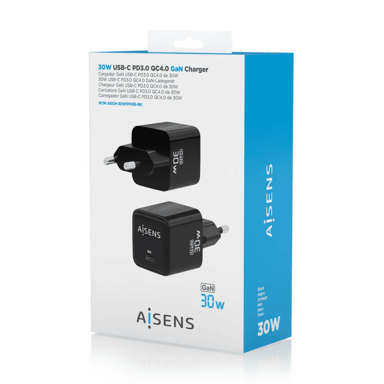 Cargador Aisens GaN 30W USB-C PD3.0 QC4.0 Negro miniatura 7