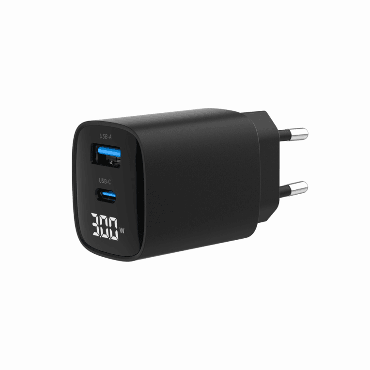 Cargador Gembird USB 2 Puertos 30W LCD Negro — imagen 1