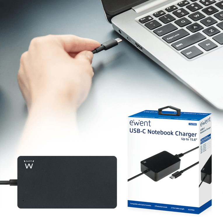 Cargador para portátil Ewent USB-C 65W Negro miniatura 4