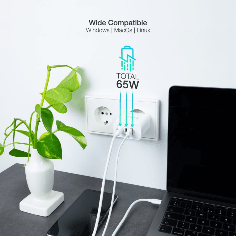 Cargador Tooq GAN 2USB-C PD USB-A QC 65W miniatura 4