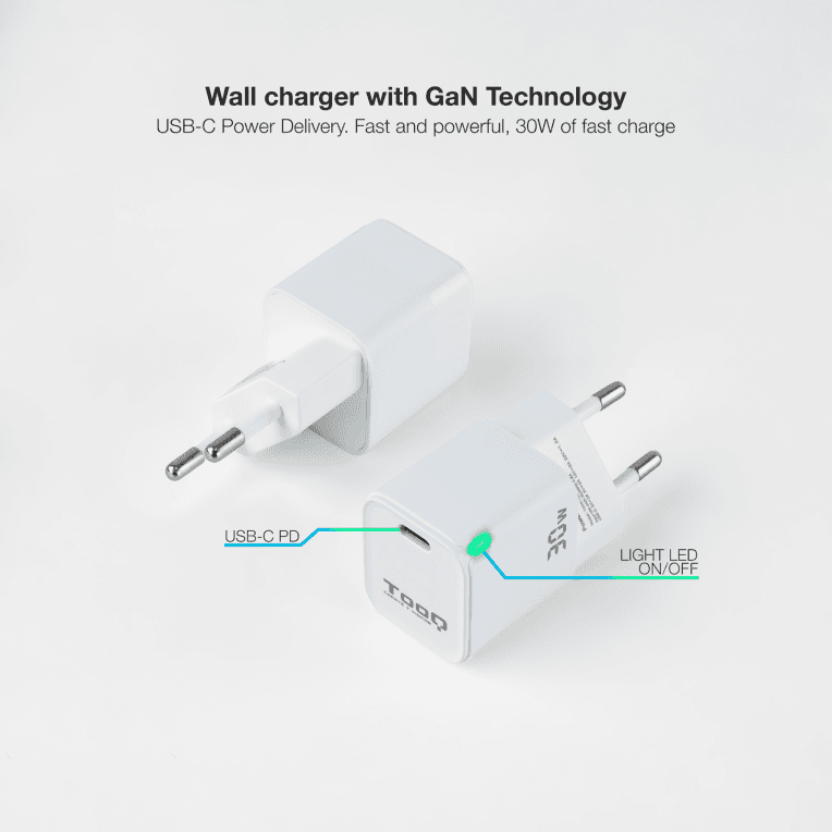 Cargador Tooq GAN USB-C PD 30W miniatura 3