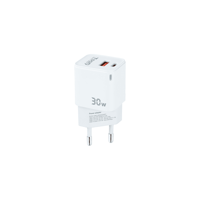 Cargador Tooq GAN USB-C PD USB-A QC 30W — imagen 1