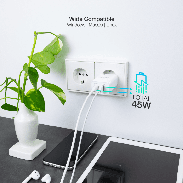 Cargador Tooq GAN USB-C PD USB-A QC 45W miniatura 5