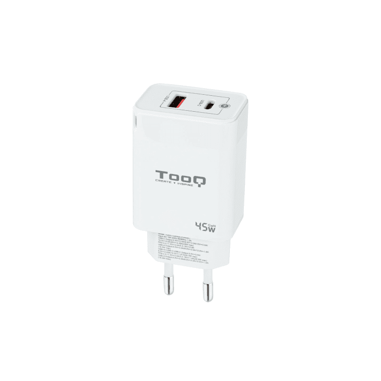 Cargador Tooq GAN USB-C PD USB-A QC 45W — imagen 1