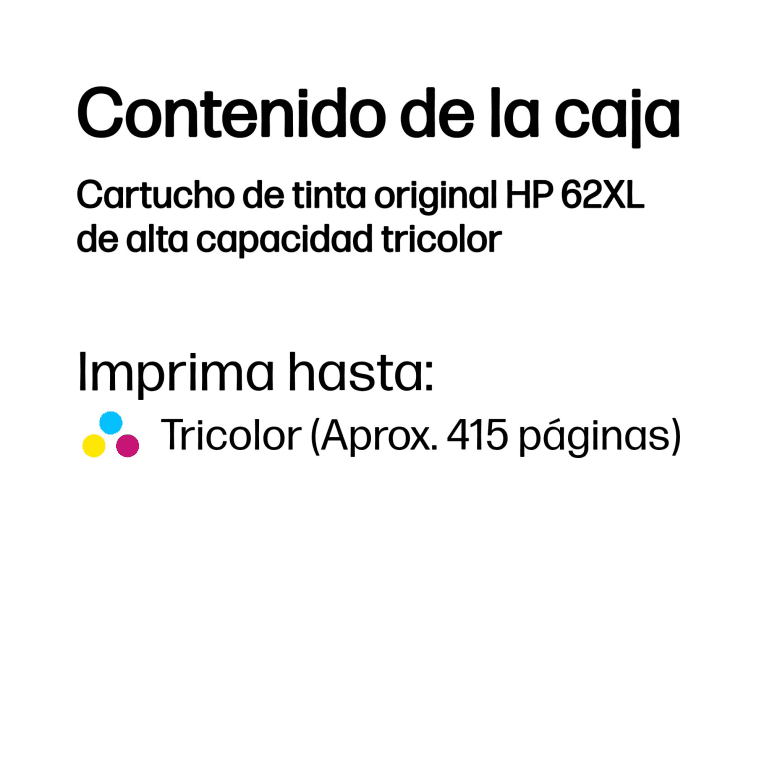 Cartucho de Tinta Silla HP 62XL Tricolor miniatura 4