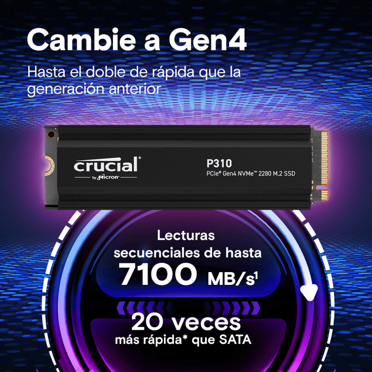 CRUCIAL P310 1TB NVME SSD W/HEATSINK miniatura 2