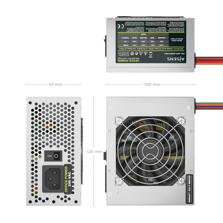Fuente Aisens SFX 500W Plata miniatura 3