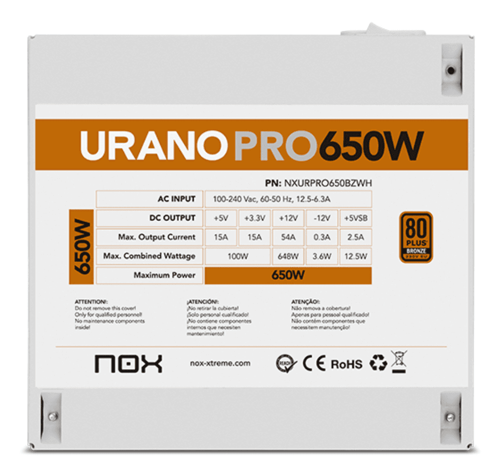 Fuente Nox Urano Pro 650W 80+ Bronze Blanca miniatura 8