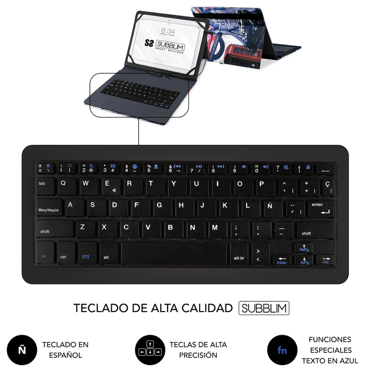 FUNDA TABLET SUBBLIM KEYTAB USB 10,1" ENGLAND miniatura 4