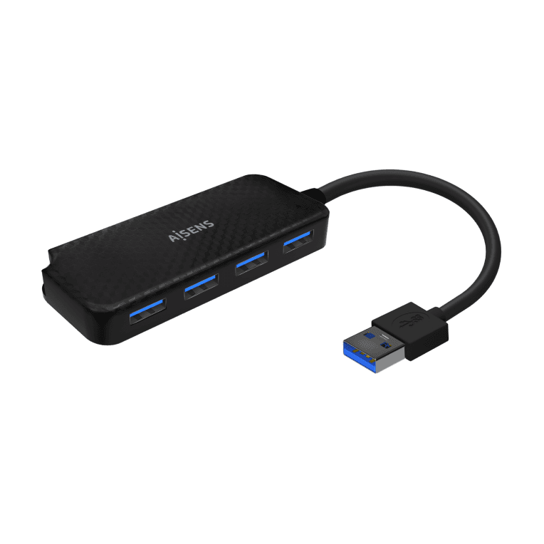 HubAisens USB 3.0 Tipo A/M-4xTipo A/H Negro 15cm