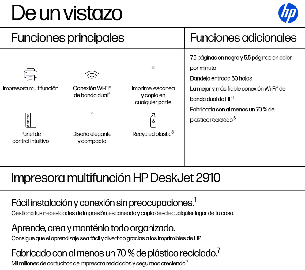 Impresora Multifunción HP 2910 DeskJet Color miniatura 3