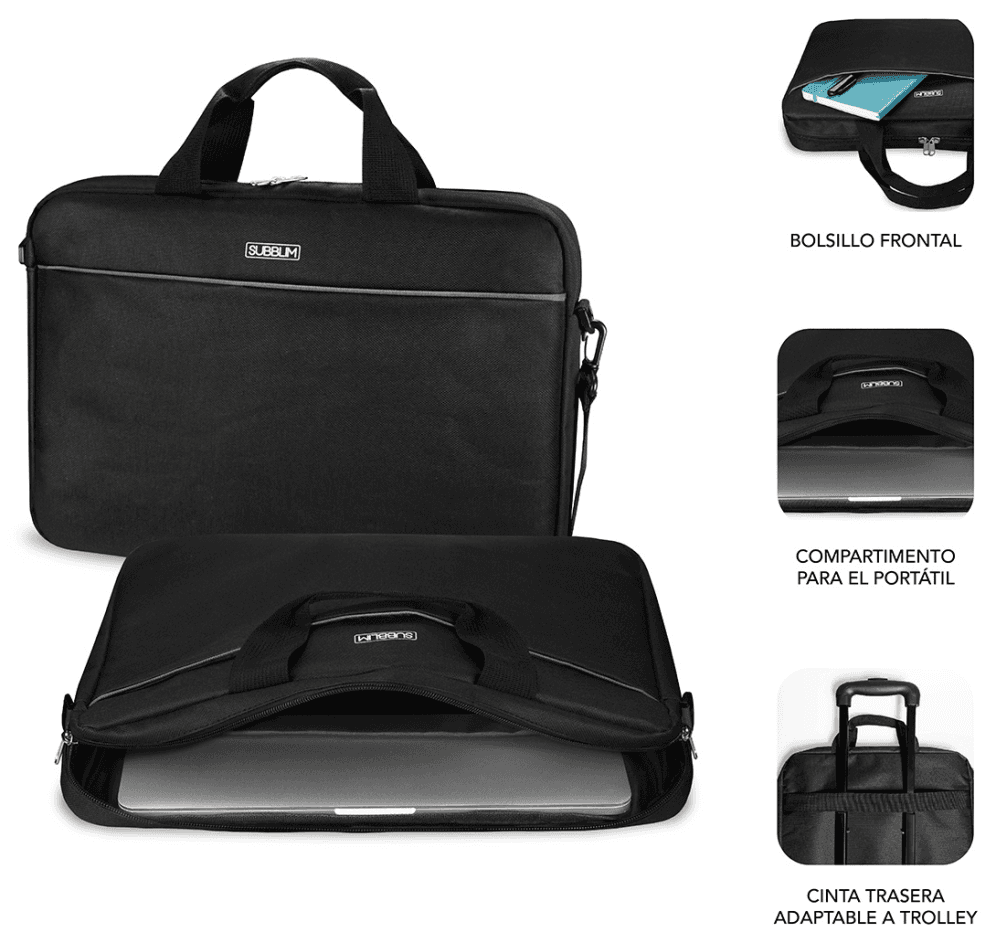 KIT MALETIN+RATON SUBBLIM LAPTOP BAG 15,6" NEGRO miniatura 2