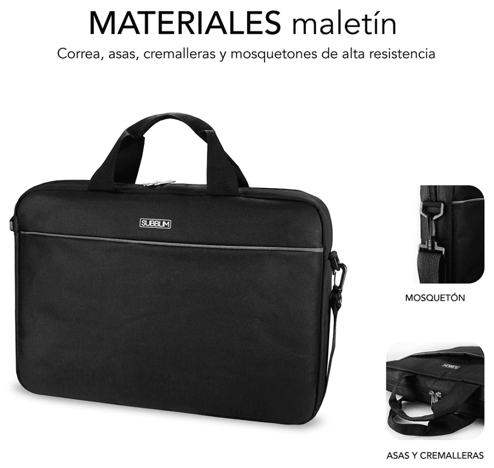 KIT MALETIN+RATON SUBBLIM LAPTOP BAG 15,6" NEGRO miniatura 3