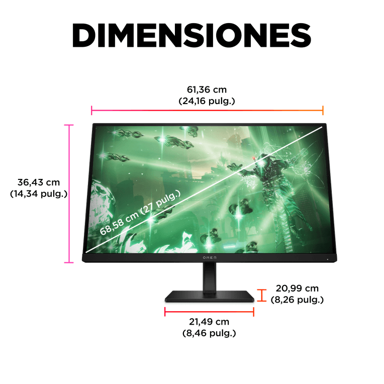 Monitor Hp Omen 27Q Qhd 27" Hdmi miniatura 6