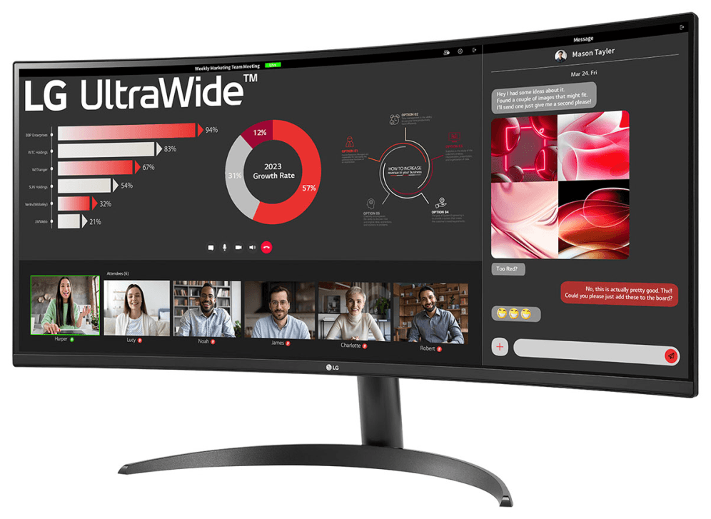 Monitor LG 34" 34WR50QK-B UltraWide Quad HD 5ms miniatura 2