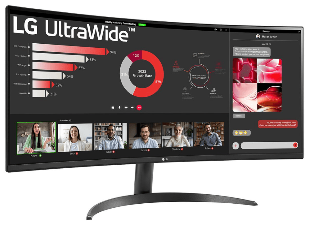 Monitor LG 34" 34WR50QK-B UltraWide Quad HD 5ms miniatura 3