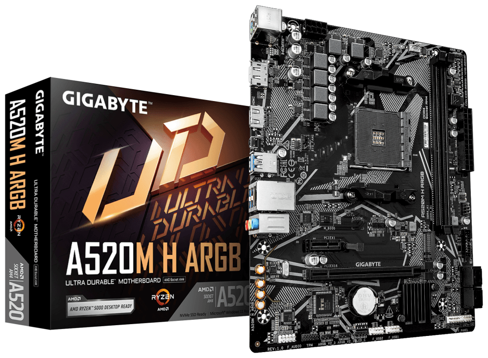 PLACA BASE GIGABYTE A520M H ARGB AM4 MICROATX — imagen 1