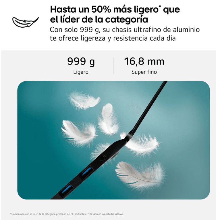 PORTATIL LG GRAM i5-1334U 8GB 256GB 14" FDOS 1 miniatura 3