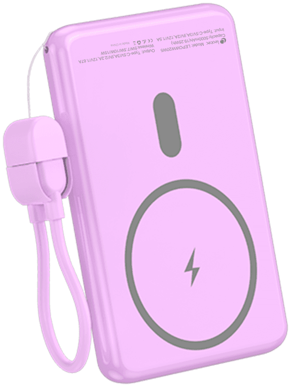 Power Bank Leotec inalámbrico 20W 5000mAh Rosa miniatura 2