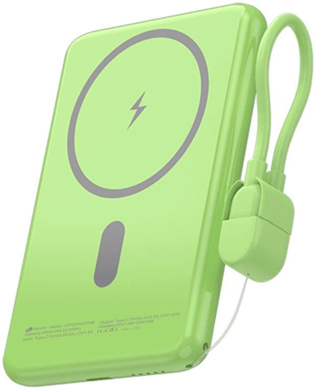 Power Bank Leotec inalámbrico 20W 5000mAh Verde miniatura 3