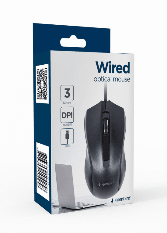 Ratón Gembird MUS-3B-01 Óptico 1000 DPI Negro USB — imagen 1