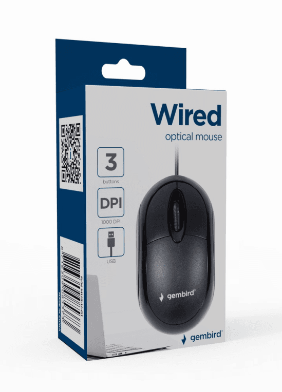 Ratón Gembird MUS-U-01 Óptico 1000 DPI Negro USB — imagen 1
