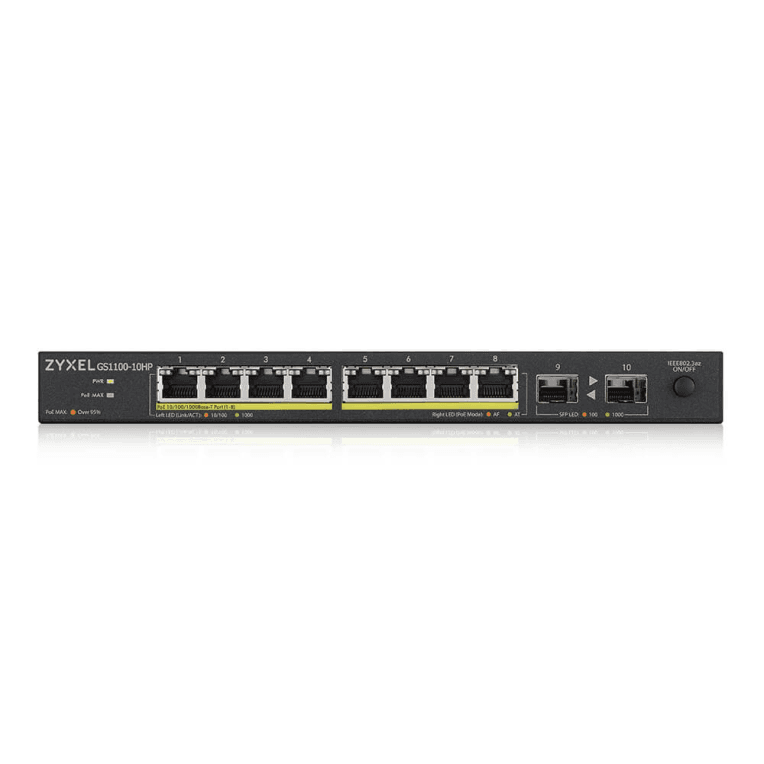 Switch Zyxel GS1100-10HP V2 Gigabit PoE+ 8 Ports miniatura 4