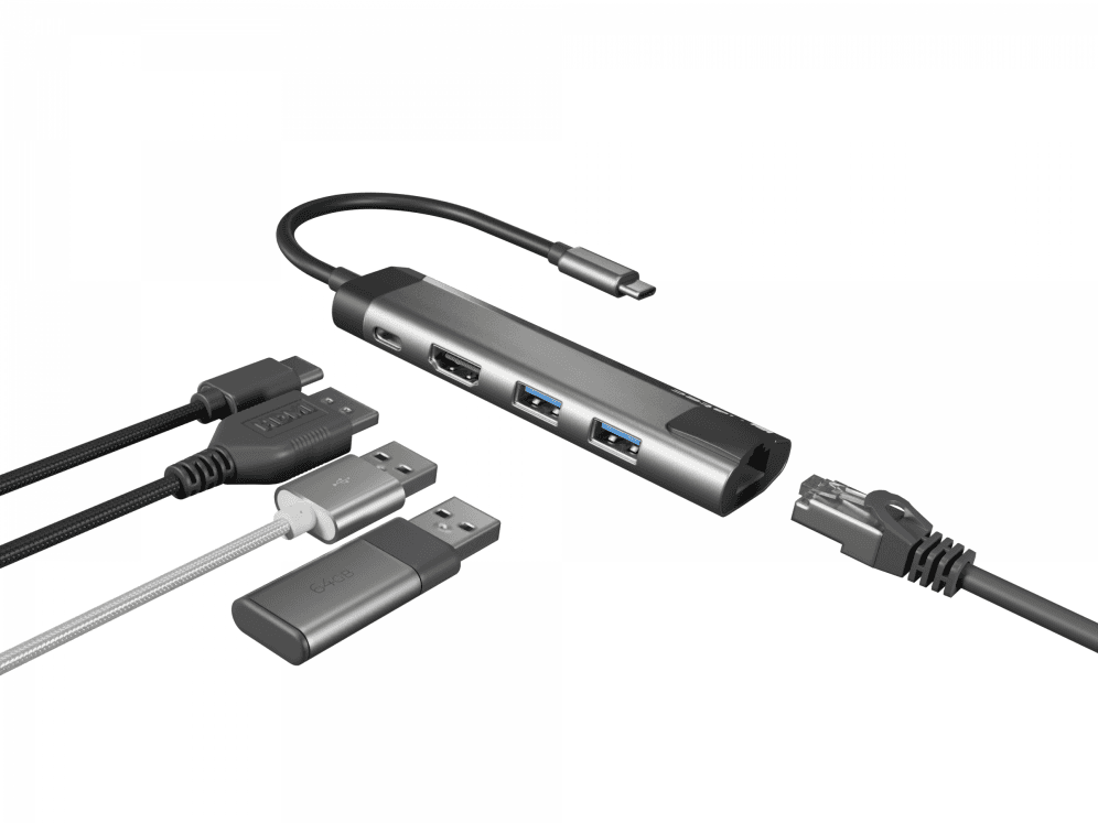 ADAPTADOR 5 IN 1 USB-C NATEC FOWLER GO 2X USB 3.0 HUB, HDMI 4K, USB-C PD
