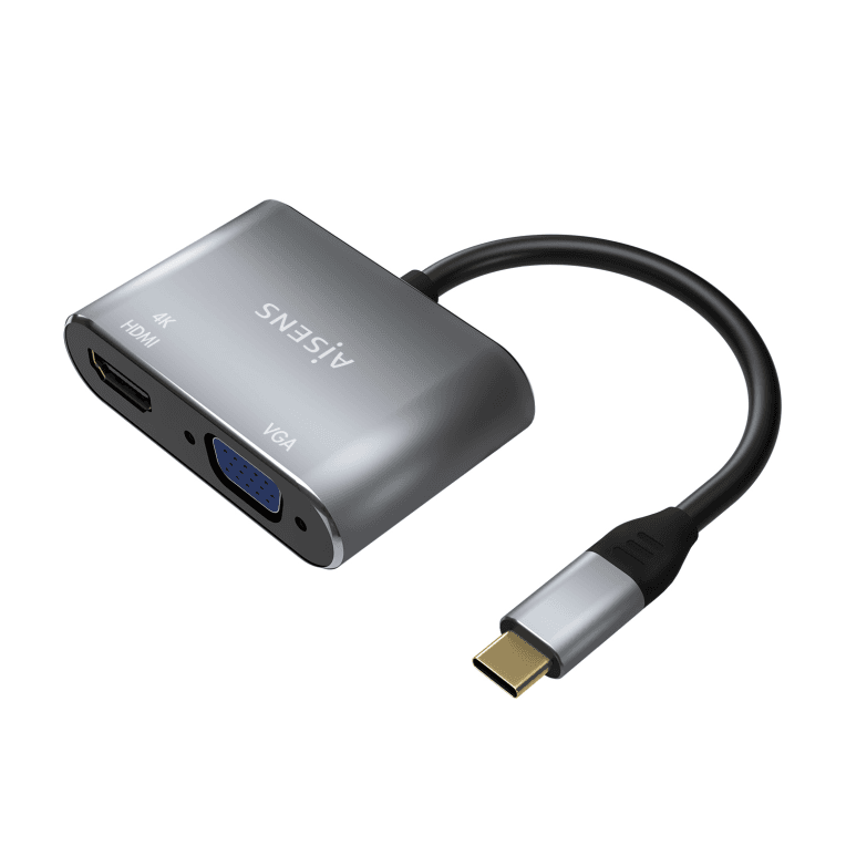 Adaptador Aisens A109-0627 Cable Conversor Usb-C A Vga/Hdmi 4K Gris 15Cm