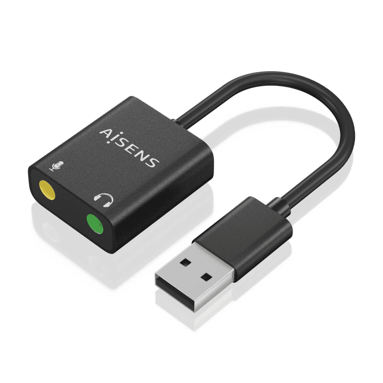 Adaptador Aisens Conversor Usb-A A Audio 48Khz Usb-A/M-2Xjack 3.5/H Negro 10Cm — imagen 1