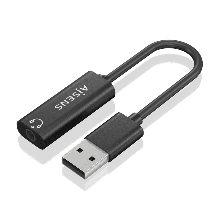 Adaptador Aisens Conversor Usb-A A Audio 48Khz Usb-A/M-Jack 3.5/H Negro 10Cm — imagen 1