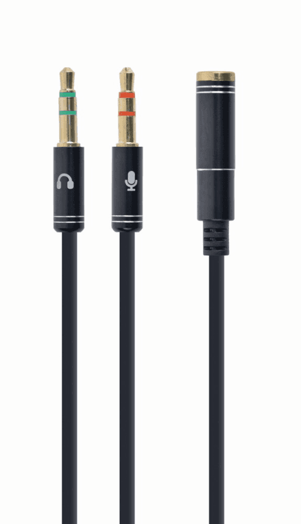 Adaptador de Audio Gembird Hembra 4Pines 3,5mm a 2 Stereo 3,5mm Negro, C.Metalic — imagen 1