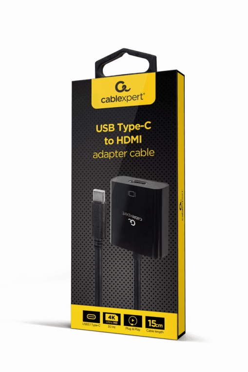Adaptador Gembird A-CM-HDMIF-03 Cable Usb Tipo-C A Hdmi 4K 30Hz 15 Cm Negro