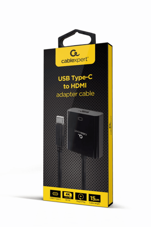 Adaptador Gembird A-CM-HDMIF-04 Cable Usb Tipo-C A Hdmi 4K 60Hz 15 Cm Negro
