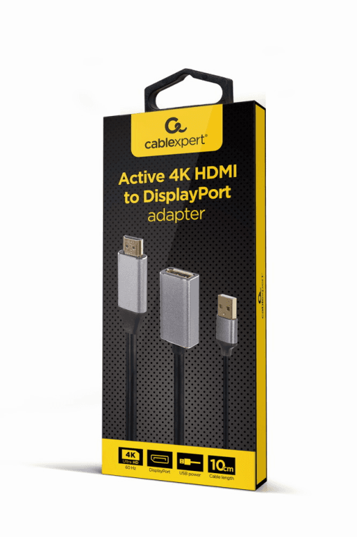 Adaptador Gembird A-HDMIM-DPF-02 Activo HDMI a DisplayPort 4K Negro — imagen 1