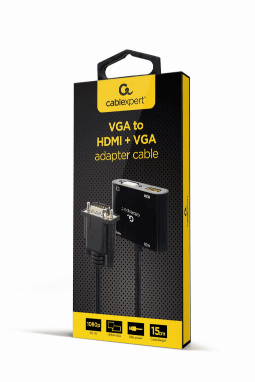 Adaptador Gembird A-VGA-HDMI-02 Cable VGA a HDMI 0.15m Negro — imagen 1