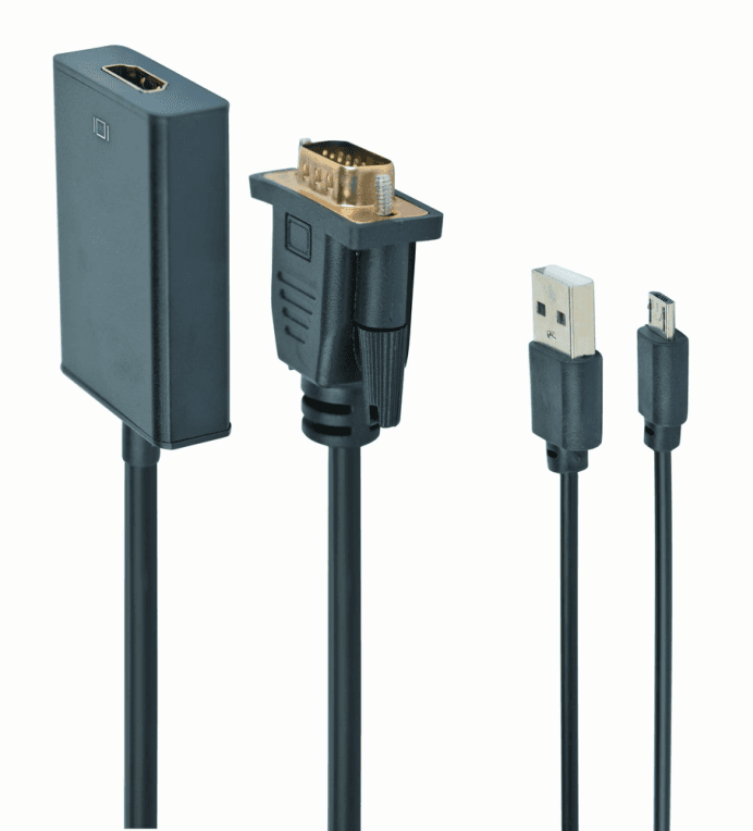 Adaptador Gembird VGA Macho a HDMI Hembra con Audio 3.5mm 0.15m