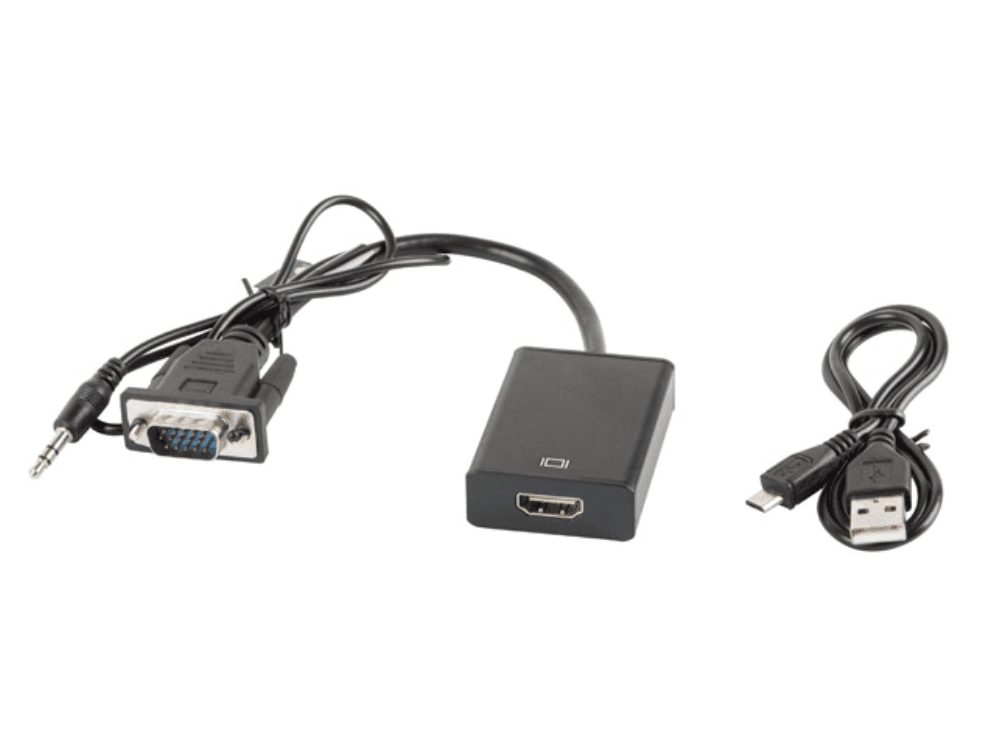 Adaptador Lanberg VGA Macho+Audio 3.5mm Jack/HDMI Hembra 20 cm Negro
