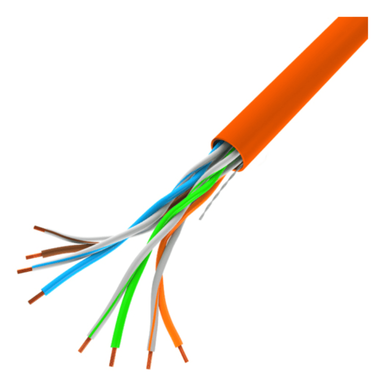BOBINA CABLE RED LANBERG UTP RJ45 100 MB/S SOLIDO CCA AWG24 305M NARANJA — imagen 1