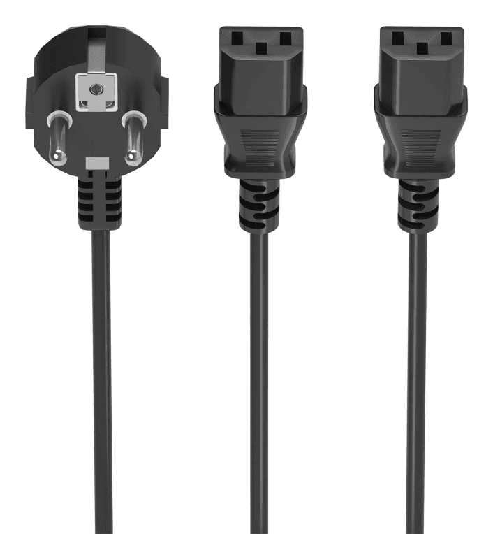 Cable de Alimentación Aisens CEE7/M-2XC13/H Negro 1,8mts — imagen 1