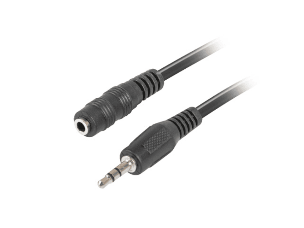 Cable de Audio Lanberg CA-MJFJ-10CC-0050-BK Estereo Jack 3.5mm Macho a Jack 3.5mm Hembra 5m Negro