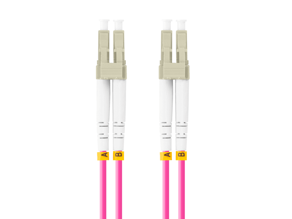 Cable de Fibra Óptica Lanberg 1M Multi LC/UPC-LC/UPC Duplex OM4 50/125 LSZH Violeta — imagen 1