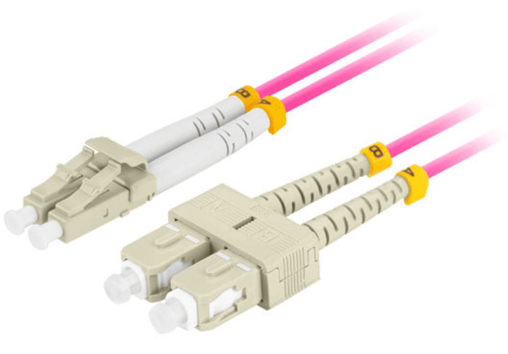 Cable de Fibra Óptica Lanberg 2m Multi Lc/Upc-Sc/Upc Duplex Om4 Lszh 3.0mm Vl