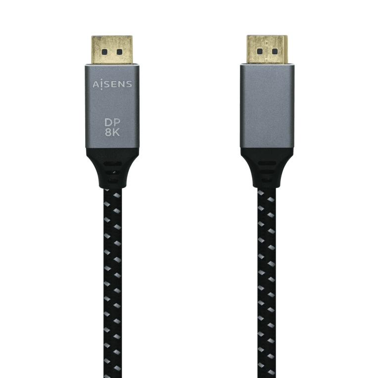 Cable DisplayPort Aisens V1.4 8K60Hz DP M-DP M Gris Negro 3.0m — imagen 1