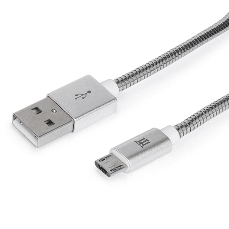 Cable Maillon Premium Micro USB 2,4 Metal Plateado 1m