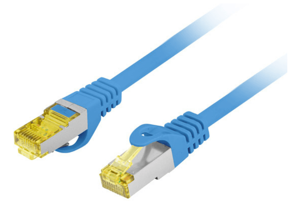 CABLE RED LANBERG LATIGUILLO CAT.6A S/FTP LSZH CU 0.5M AZUL FLUKE PASSED — imagen 1